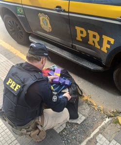 PRF prende passageiro com 21 quilos de maconha em ônibus na BR-290, em São Gabriel