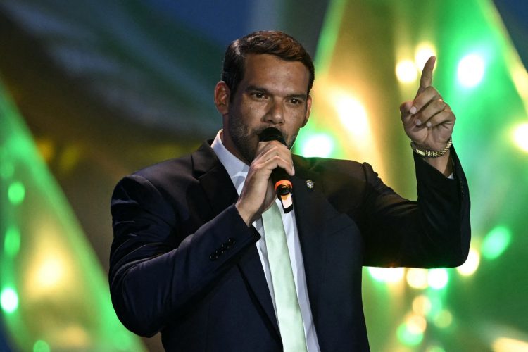 Brazilian Football Confederation (CBF) President Samir Xaud speaks during an event to announce Brazil's squad for the 2026 FIFA World Cup at the Museum of Tomorrow, in downtown Rio de Janeiro, Brazil, on May 18, 2026. (Photo by Mauro PIMENTEL / AFP)