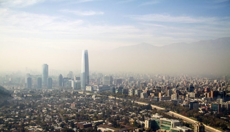 An aerial view of the beautiful City of Santiago in Chile