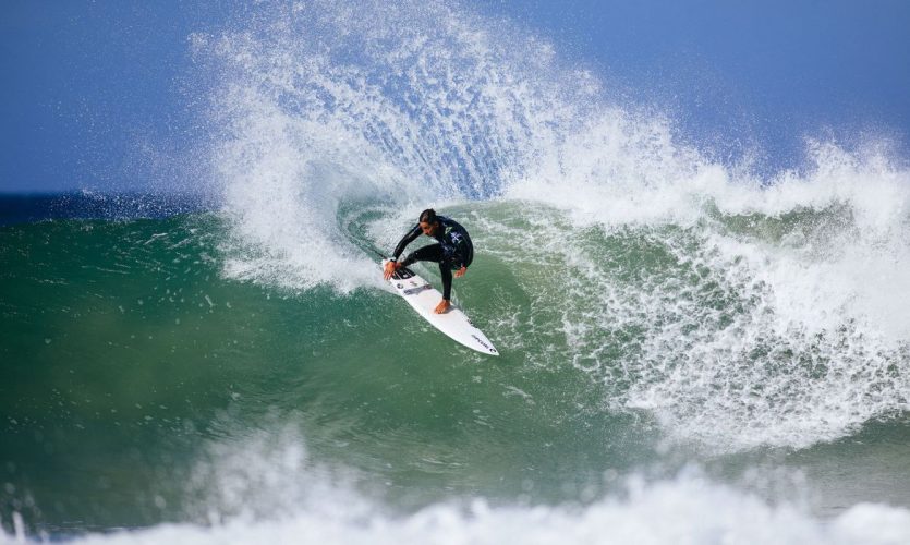 JEFFREYS BAY, EASTERN CAPE, SOUTH AFRICA - JULY 13: Samuel Pupo of Brazil surfs in Heat 7 of the Opening Round at the Corona Open J-Bay on July 13, 2022 at Jeffreys Bay, Eastern Cape, South Africa. (Photo by Beatriz Ryder/World Surf League)