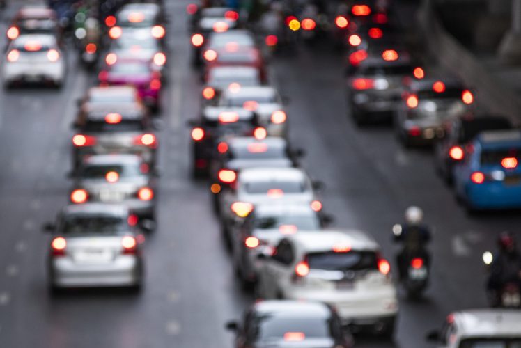 Busy crowded traffic jam on the road Busy crowded traffic jam on the road